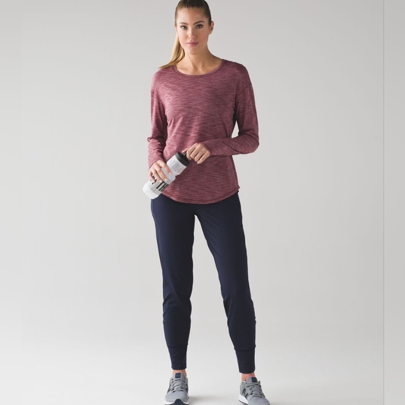GUC Lululemon Athletica Lost in Pace Long Sleeve Heathered Deep Rouge Size 12 - Picture 14 of 14